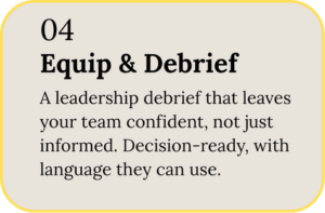 Step 4: equip and debrief