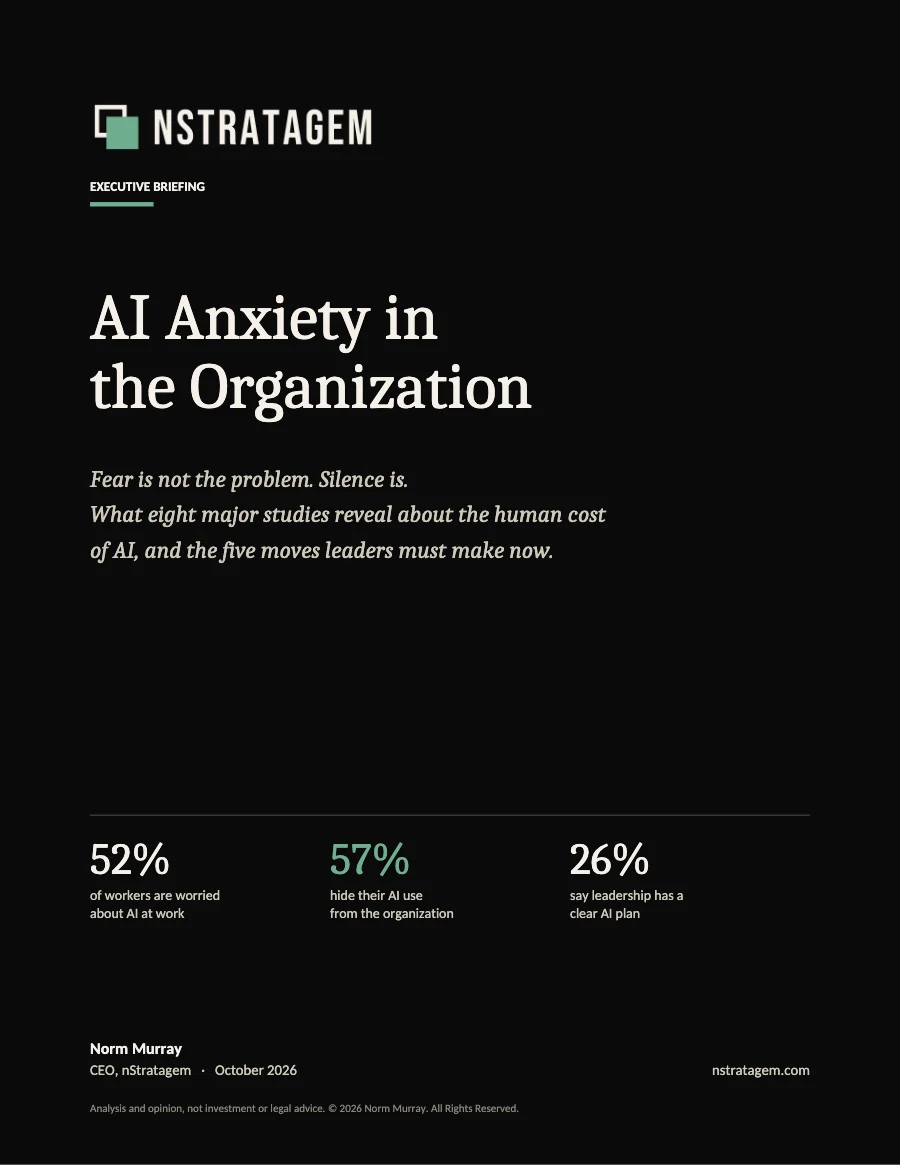 Cover of the executive briefing AI Anxiety in the Organization by Norm E. Murray